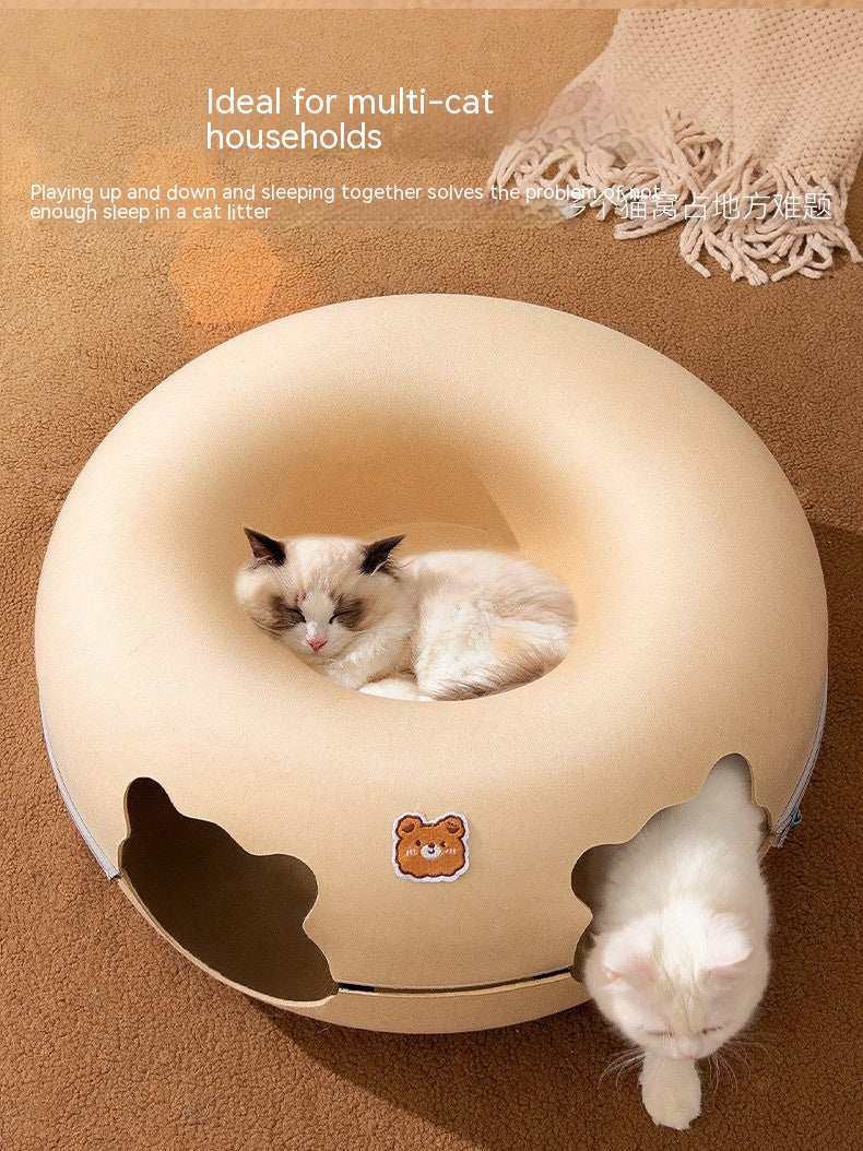 Hide and Seek Tunnel for cats, perfect for multi-cat households, featuring cozy sleeping and playing spaces.