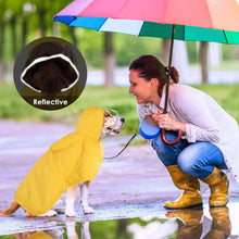 Hooded Dog Rain Jacket in Yellow with Reflective Trim for Visibility During Rainy Weather