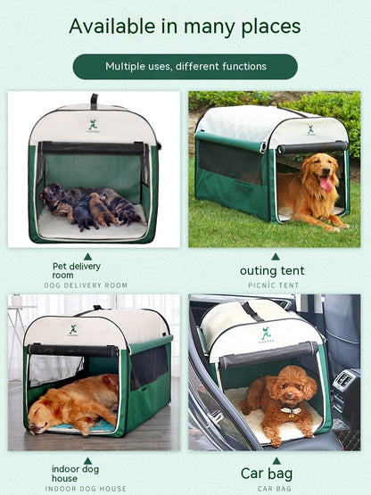 Dropshipman large dog kennel house foldable green and white pet tent for indoor outdoor and car use