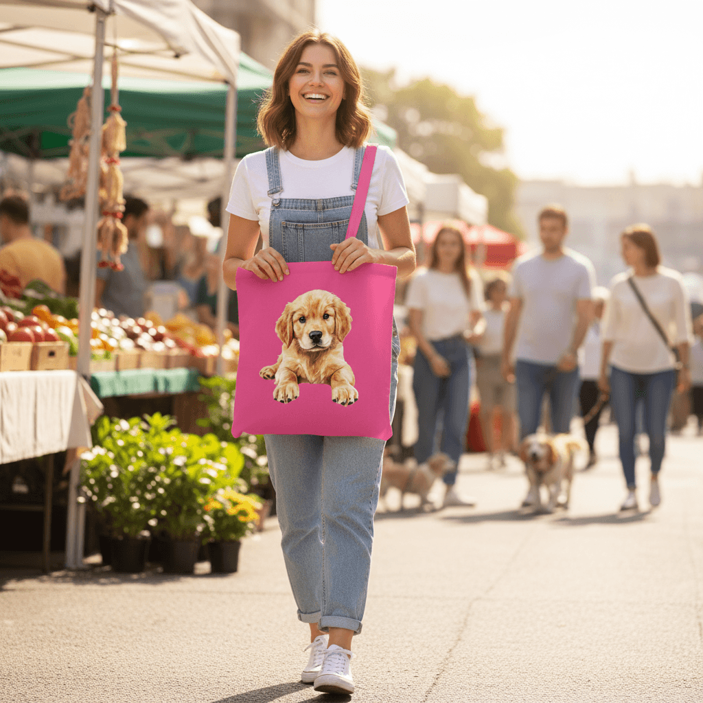 Golden Retriever Puppy Tote Bag - Adorable Baby Dog Canvas - Purrfect Pet Haven