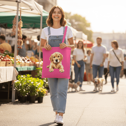Golden Retriever Puppy Tote Bag - Adorable Baby Dog Canvas - Purrfect Pet Haven