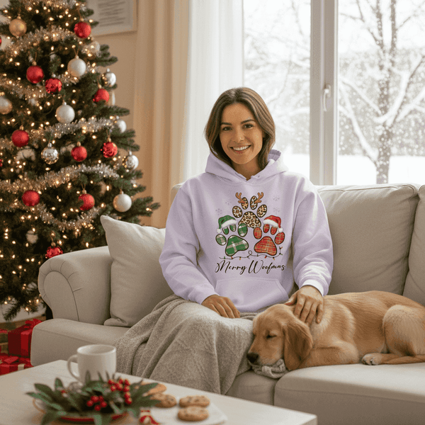 Merry Woofmas Holiday Hoodie for Dog Lovers - Festive Cozy Gift - Purrfect Pet Haven