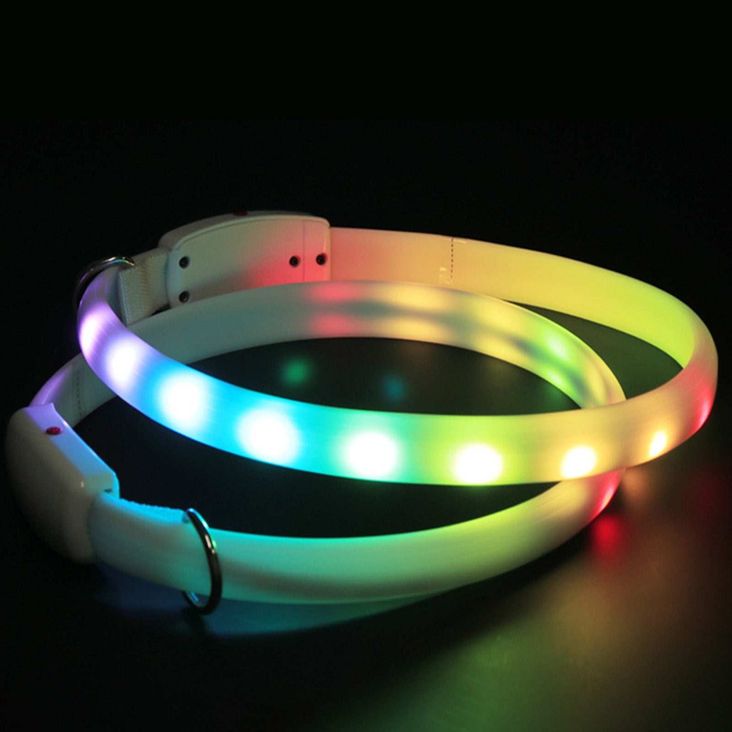 LED Lighted Dog Collar in vibrant colors for nighttime visibility and safety during walks