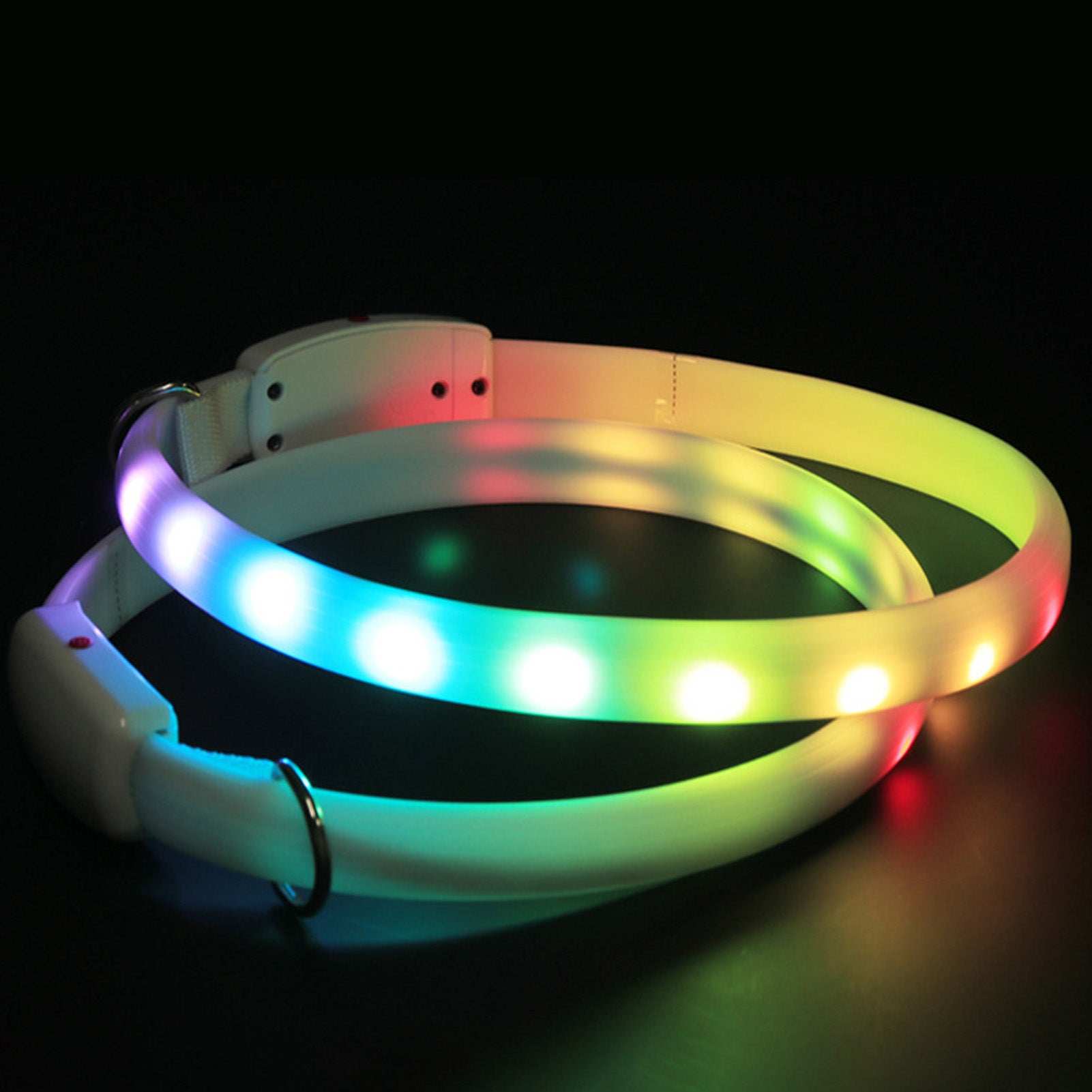 LED Lighted Dog Collar in vibrant colors for nighttime visibility and safety during walks