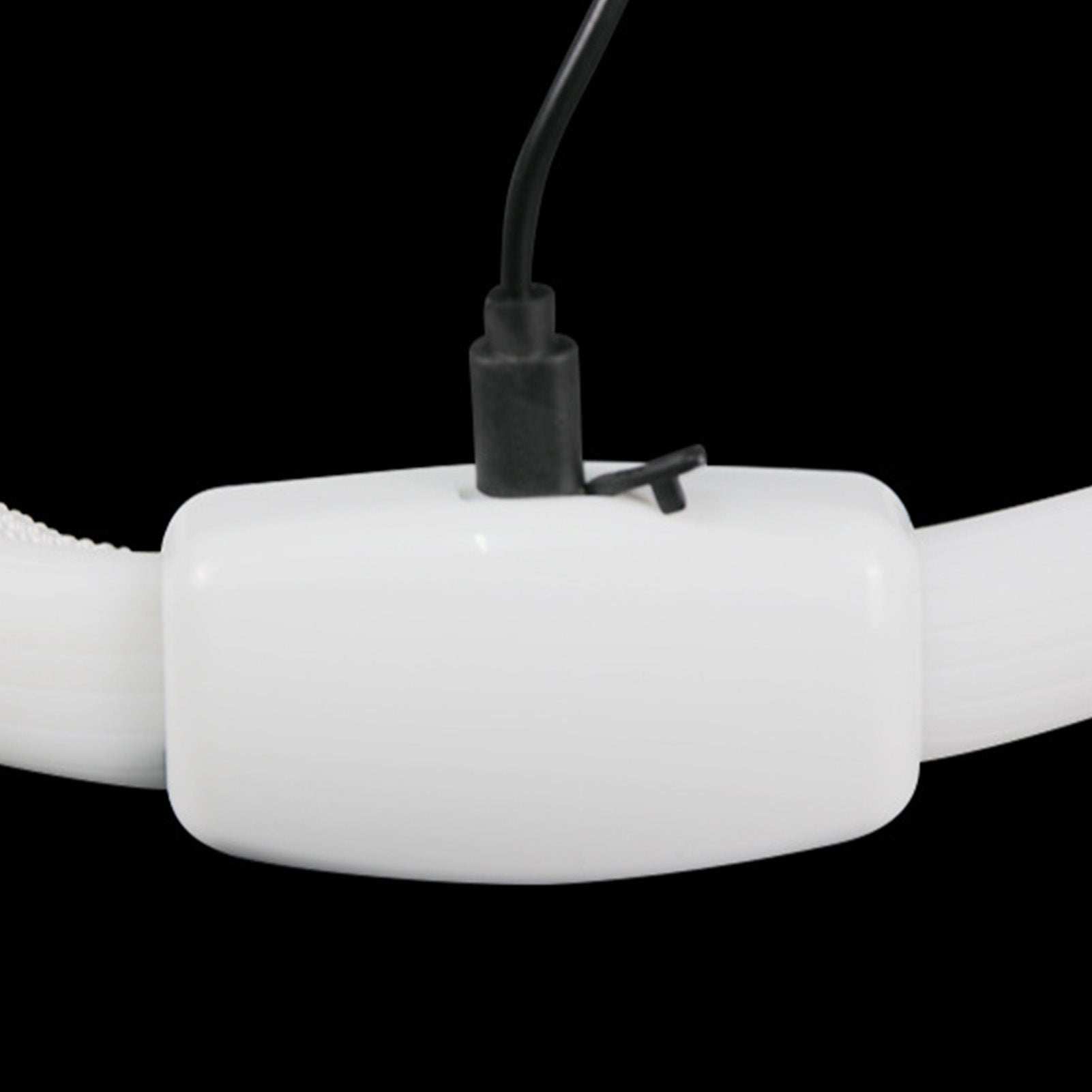 Close-up of LED Lighted Dog Collar with charging port for nighttime visibility and safety