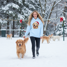 Light Blue Golden Santa Hoodie Lifestyle