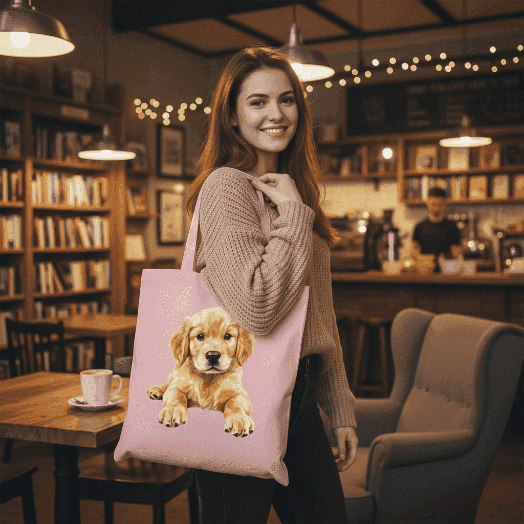 Golden Retriever Puppy Tote Bag - Adorable Baby Dog Canvas - Purrfect Pet Haven