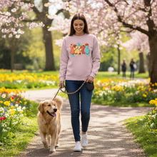 Light pink floral paw print sweatshirt lifestyle image 1