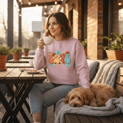 Love Paw Print Crewneck - Floral Pet Lover Sweatshirt - Purrfect Pet Haven