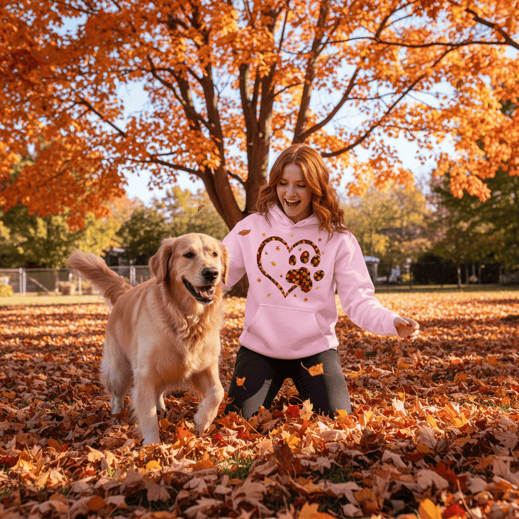 Heart & Paw Fall Hoodie - Autumn Dog Lover Sweatshirt - Purrfect Pet Haven
