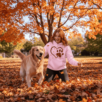 Heart & Paw Fall Hoodie - Autumn Dog Lover Sweatshirt - Purrfect Pet Haven