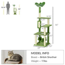 Wefulfil green multi level Cat Tree with Hammock and sisal scratching posts 56 inch tower