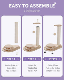 Easy to assemble Wefulfil indoor cat scratching board with wooden base sisal post and dangling ball