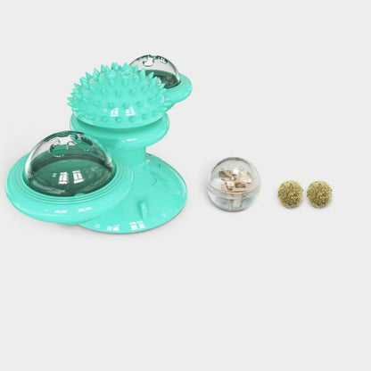Wefulfil Massager Cat Toy in turquoise with textured spikes and clear domes for interactive pet play