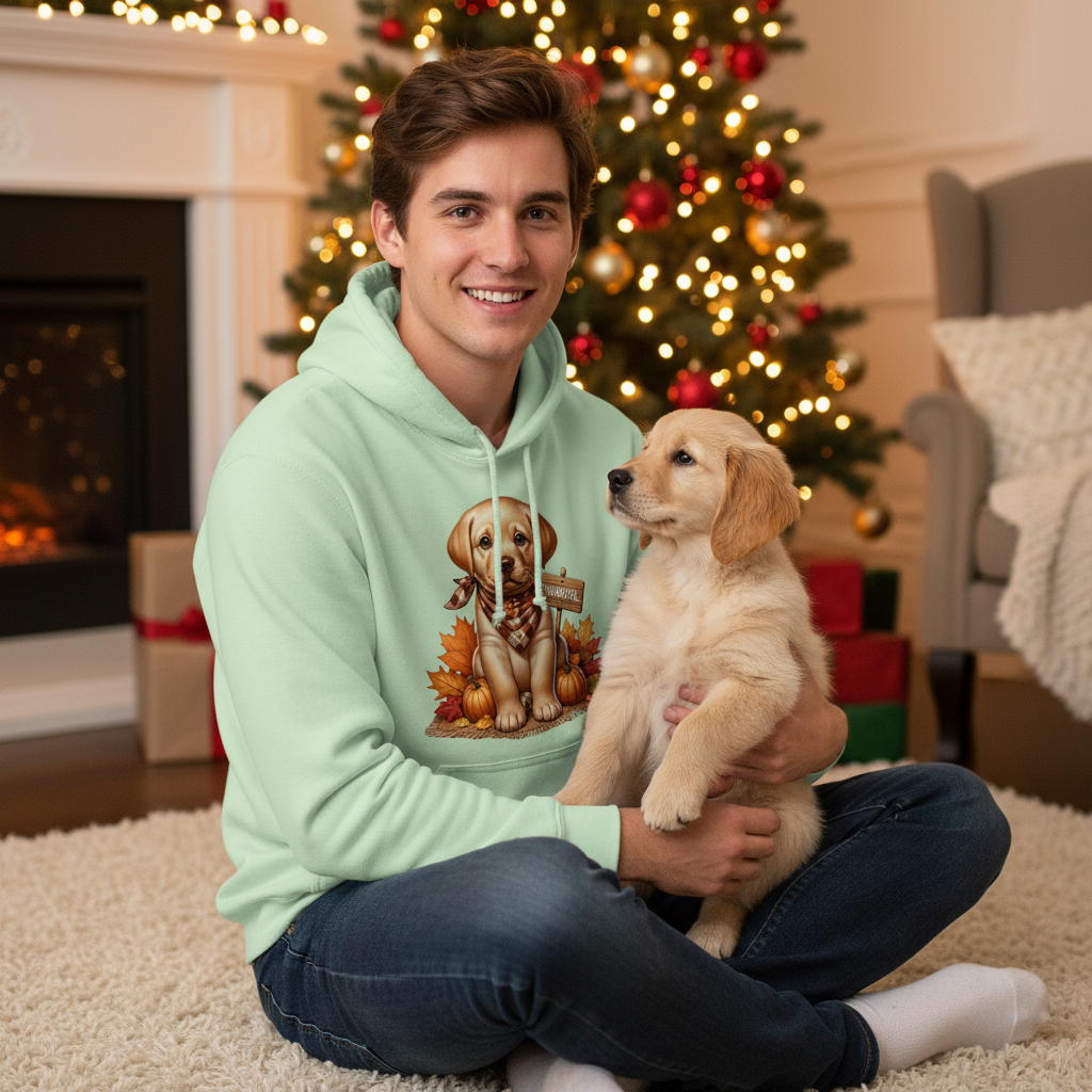 Mint Green Golden Puppy Hoodie Lifestyle