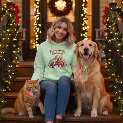 Mint Green Meowy Woofmas Hoodie Lifestyle
