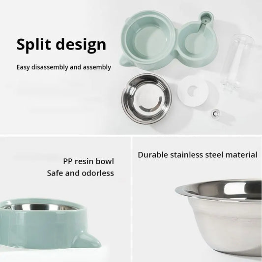 Wefulfil automatic pet water fountain split design with mint PP resin bowl and stainless steel inner bowl