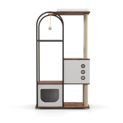 Wefulfil Modern Arched Cat Tree Tower with scratching post and cozy hideout for cats