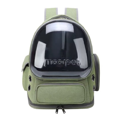 Green bubble front breathable cat backpack carrier from Purrfect Pet Haven with side pockets and ventilation