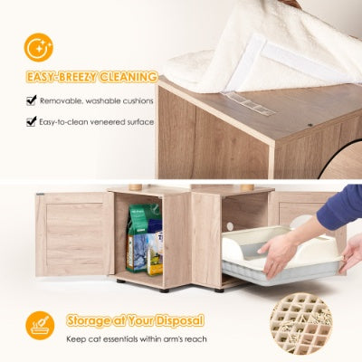 Wefulfil multi-functional cat tree with easy breezy cleaning removable cushions and storage compartments