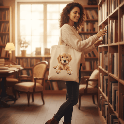 Golden Retriever Puppy Tote Bag - Adorable Baby Dog Canvas - Purrfect Pet Haven