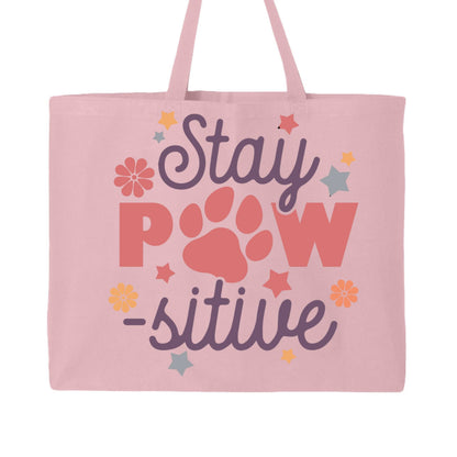 Stay Pawsitive Tote Bag with Paw Prints for Pet Lovers - Purrfect Pet Haven