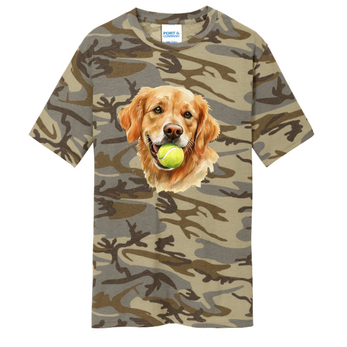 Golden Retriever Ball Tee - Playful Fetch Camo Shirt - Purrfect Pet Haven