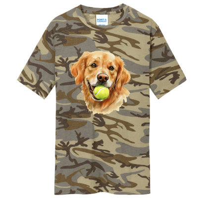 Golden Retriever Ball Tee - Playful Fetch Camo Shirt - Purrfect Pet Haven
