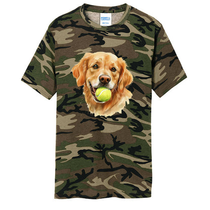 Golden Retriever Ball Tee - Playful Fetch Camo Shirt - Purrfect Pet Haven
