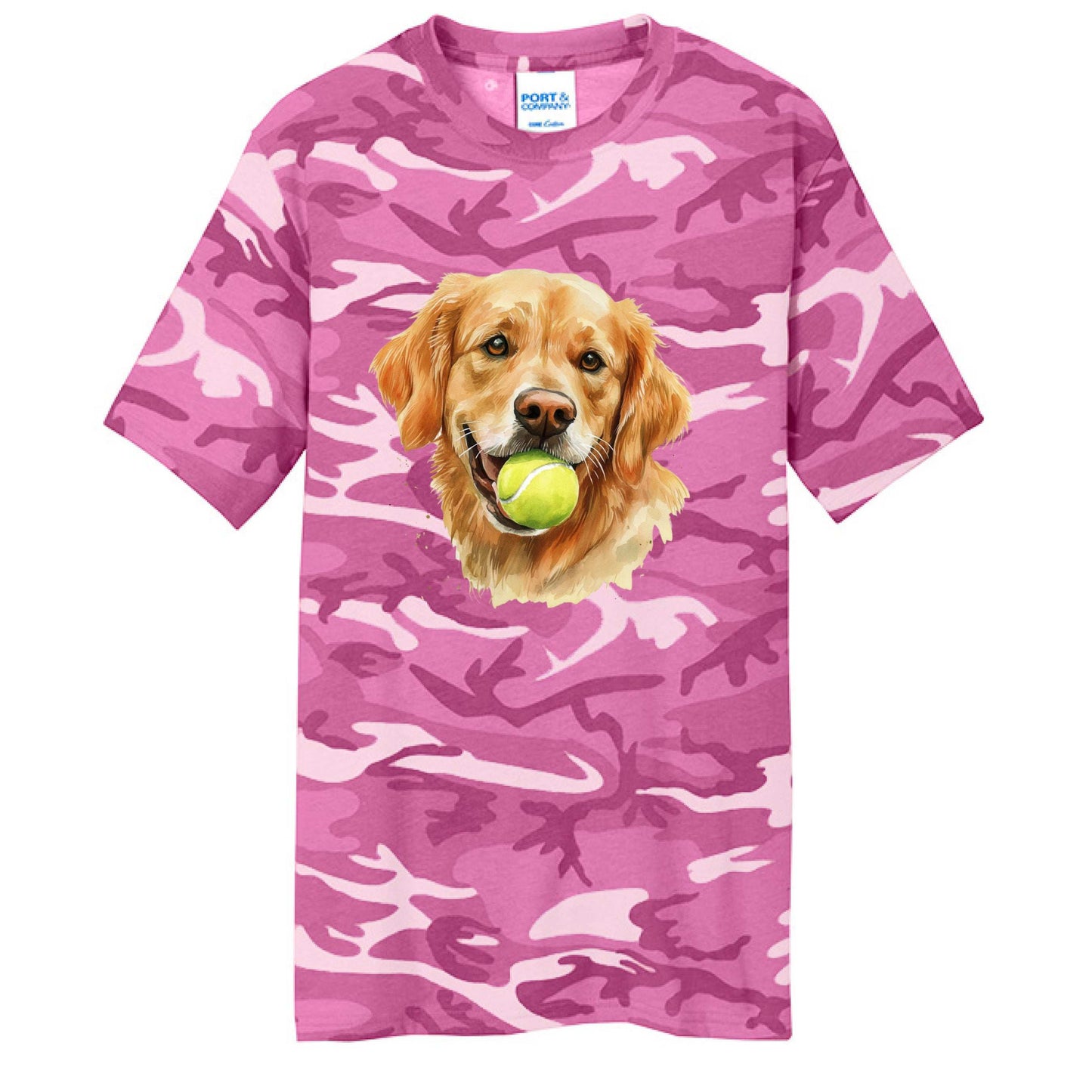 Golden Retriever Ball Tee - Playful Fetch Camo Shirt - Purrfect Pet Haven