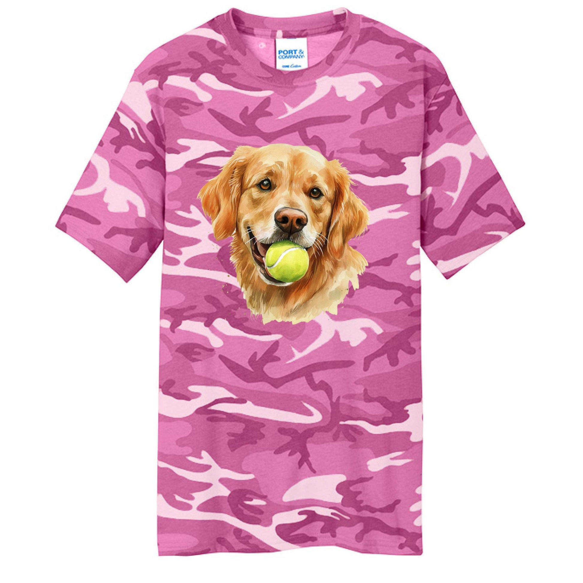 Golden Retriever Ball Tee - Playful Fetch Camo Shirt - Purrfect Pet Haven