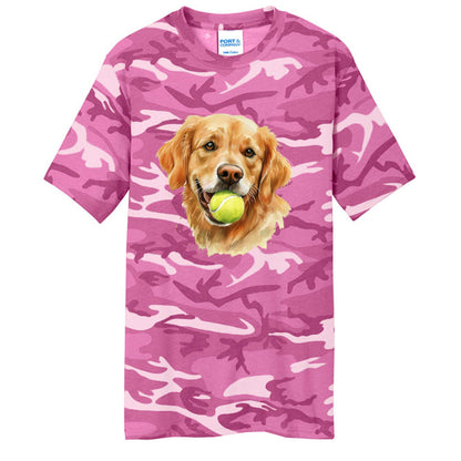 Golden Retriever Ball Tee - Playful Fetch Camo Shirt - Purrfect Pet Haven