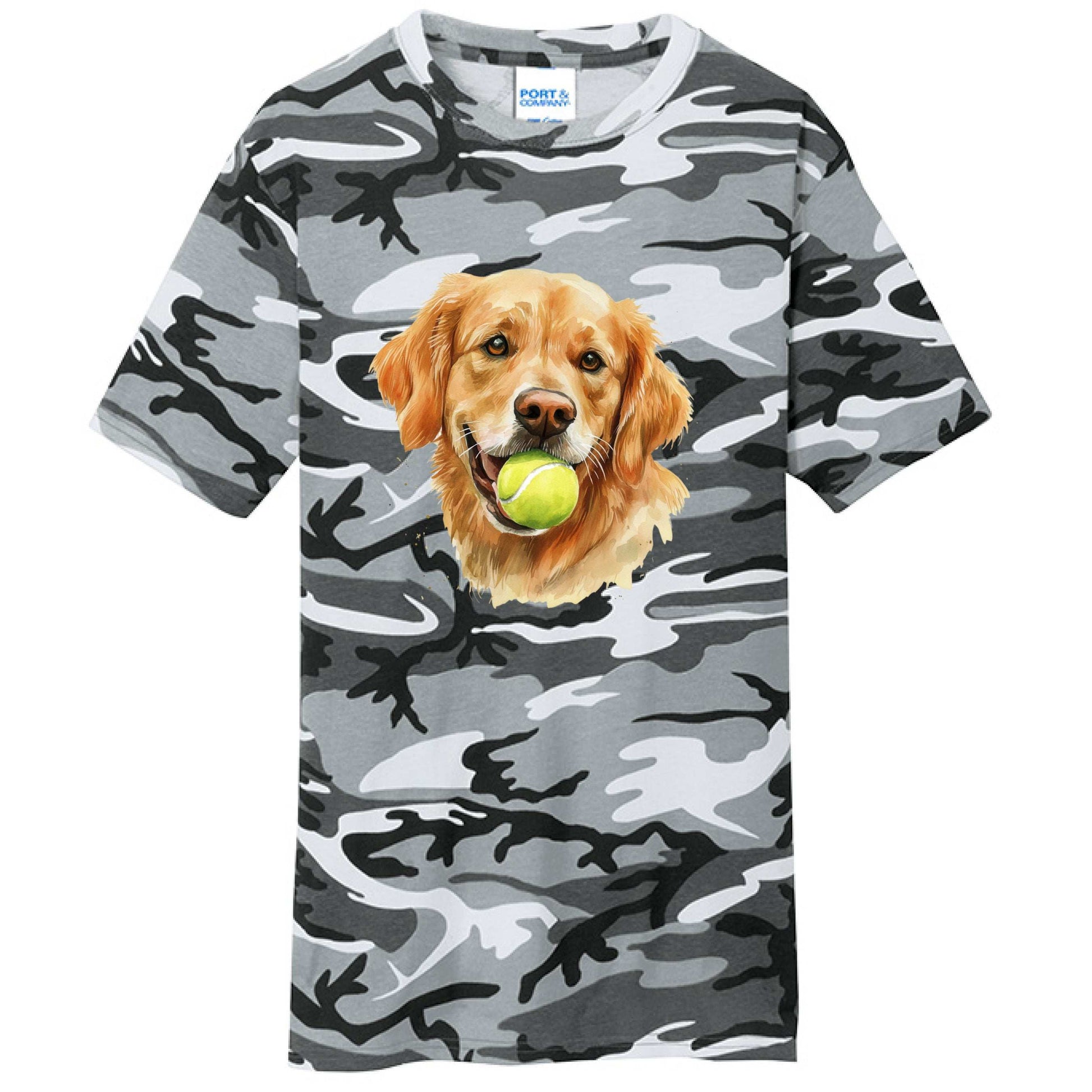 Golden Retriever Ball Tee - Playful Fetch Camo Shirt - Purrfect Pet Haven