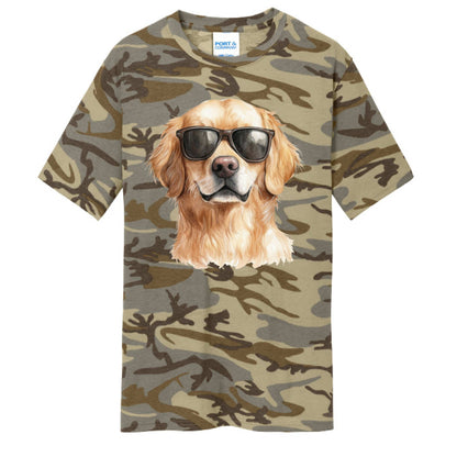 Golden Retriever Camo Tee - Cool Dog with Sunglasses - Purrfect Pet Haven