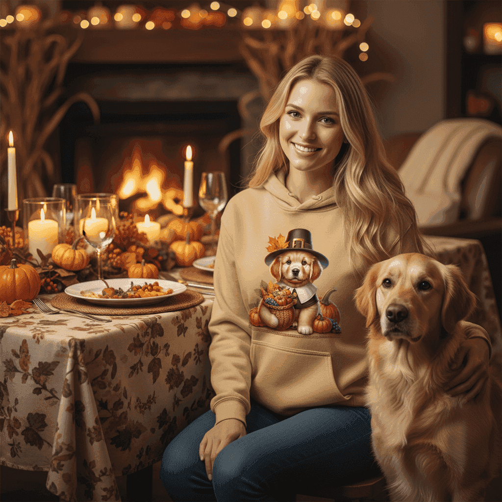 Golden Retriever Thanksgiving Hoodie - Puppy Turkey Hat Sweatshirt - Purrfect Pet Haven