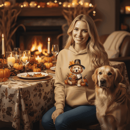Golden Retriever Thanksgiving Hoodie - Puppy Turkey Hat Sweatshirt - Purrfect Pet Haven