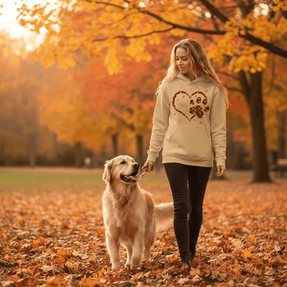 Heart & Paw Fall Hoodie - Autumn Dog Lover Sweatshirt - Purrfect Pet Haven