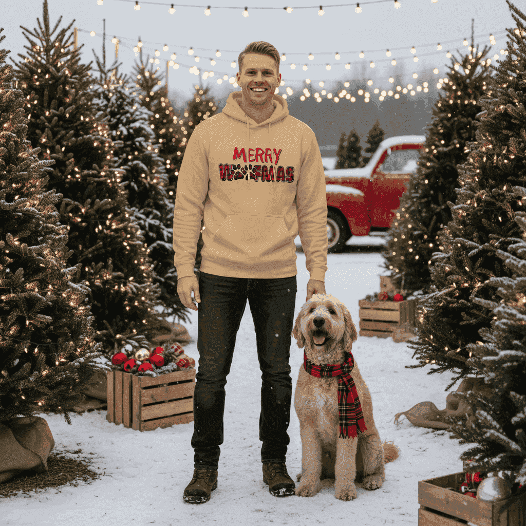 Plaid Woofmas Hoodie - Festive Christmas Dog Lover Gift - Purrfect Pet Haven