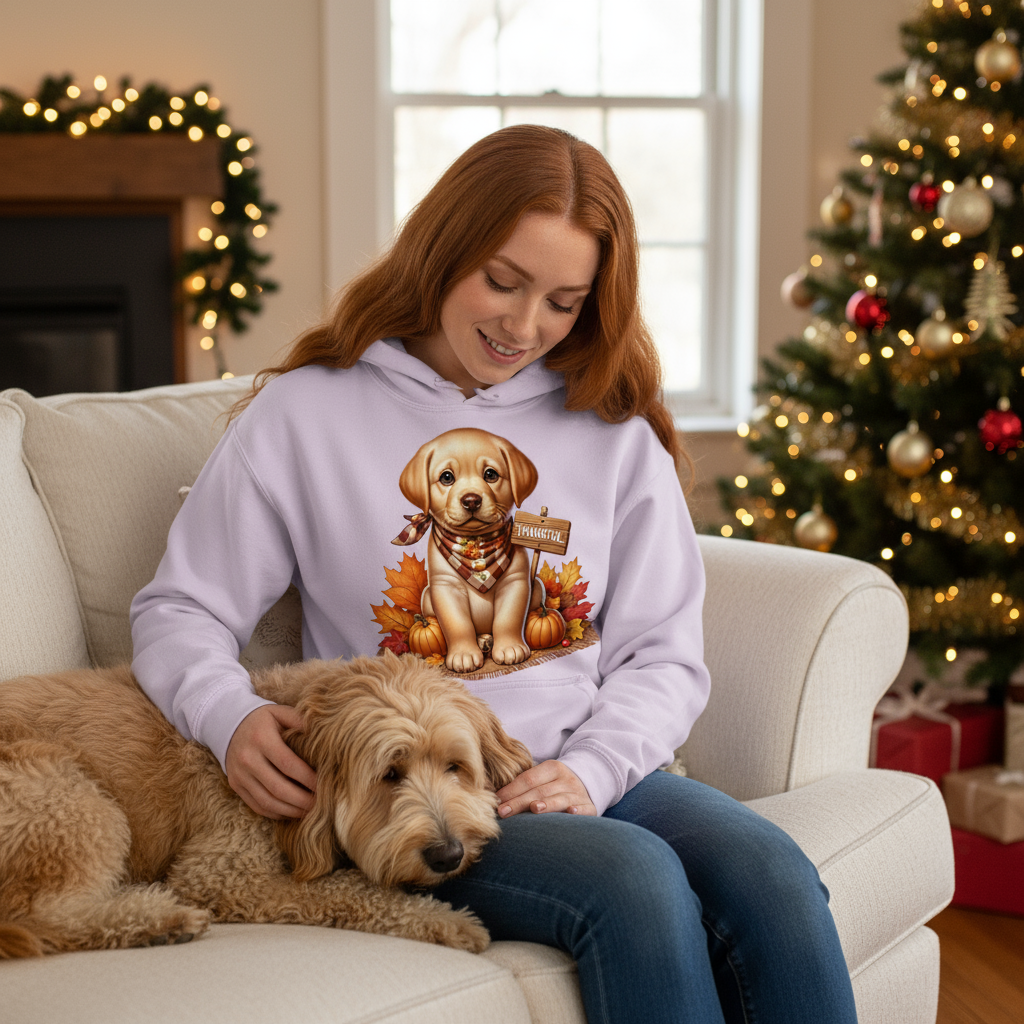 Orchid Golden Puppy Hoodie Lifestyle