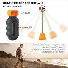 Wefulfil indestructible dog rope toy with 360 rotate throwing aid orange paw end and black handle for long beach fetch