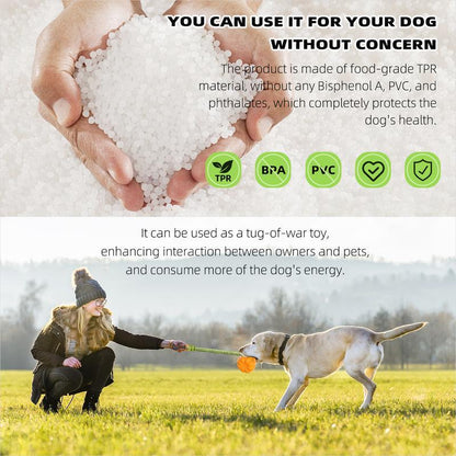 Wefulfil indestructible dog rope toy in orange with TPR material shown in tug of war outdoors