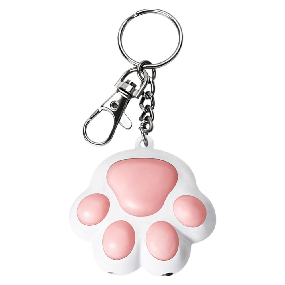 Purrfect Pet Haven Interactive Cat Toy paw shaped pink and white keychain with metal clasp for portable play