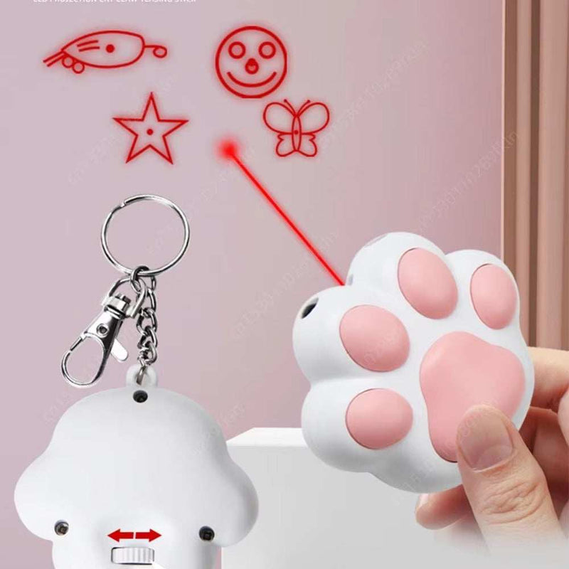 Interactive Cat Toy Purrfect Pet Haven paw shaped laser pointer keychain projecting red laser shapes handheld and portable
