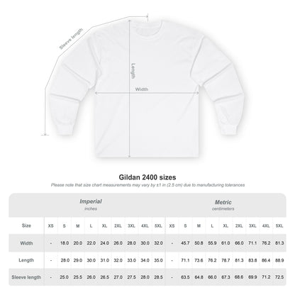 Printify long sleeve Gildan 2400 size chart and white long sleeve mockup for Pet Lover Shirt