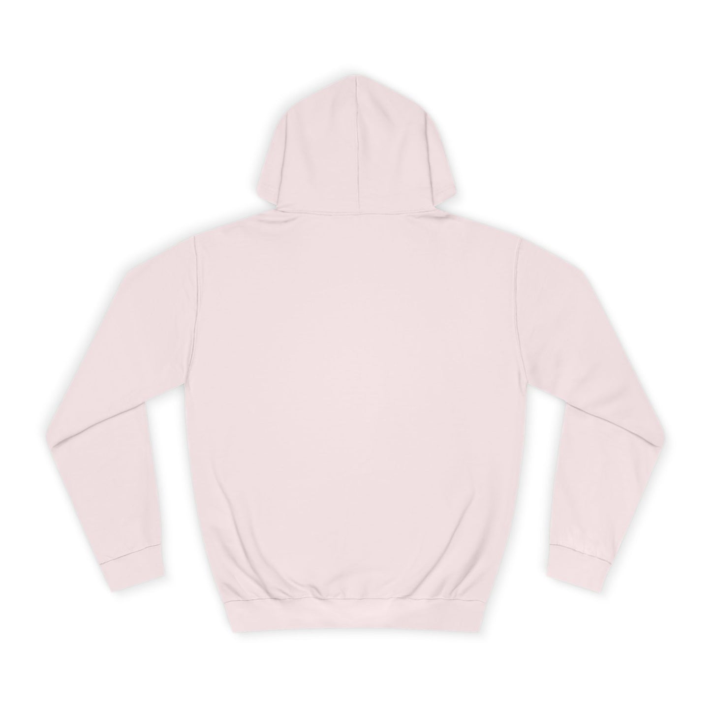Stay Pawsitive Unisex Hoodie light pink back view flat lay with hood long sleeves ribbed cuffs and hem