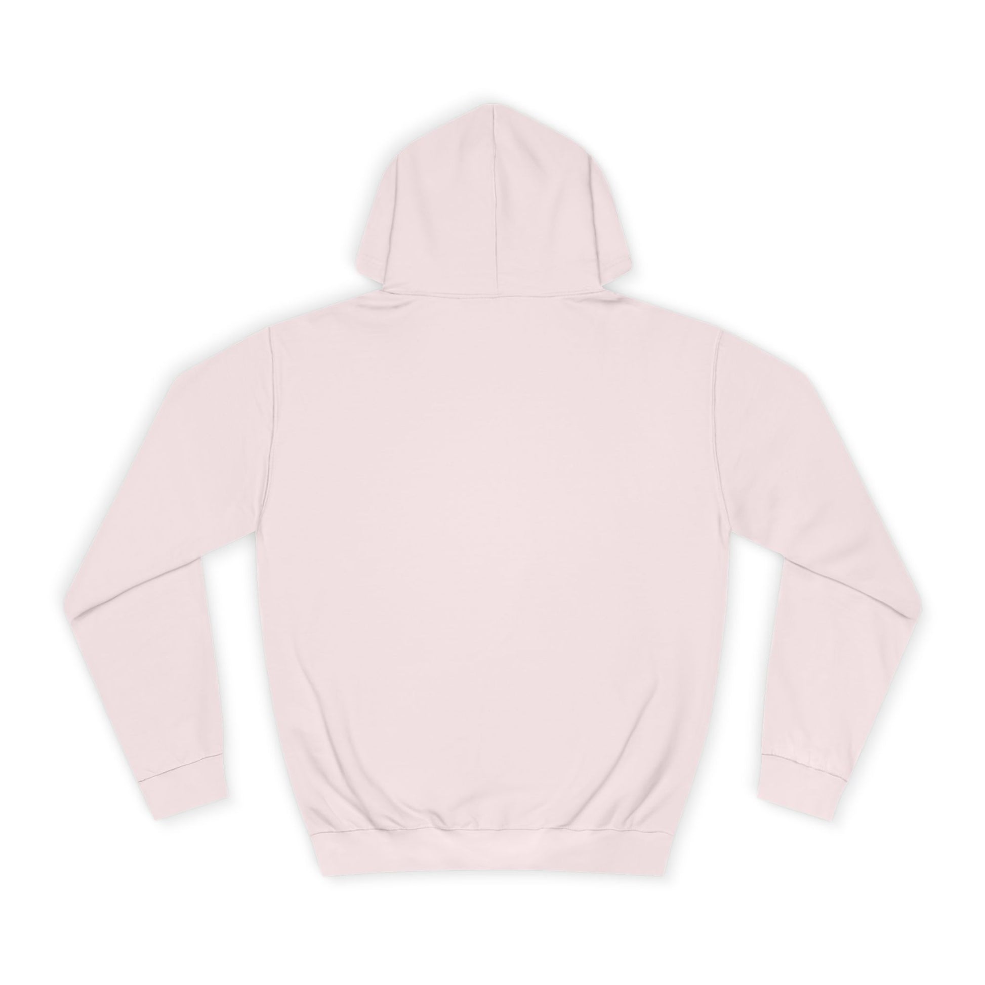 Stay Pawsitive Unisex Hoodie light pink back view flat lay with hood long sleeves ribbed cuffs and hem