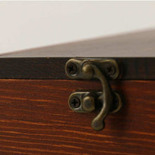 Wefulfil wooden Photo Frame Cinerary Casket close up showing antique brass latch on dark wood