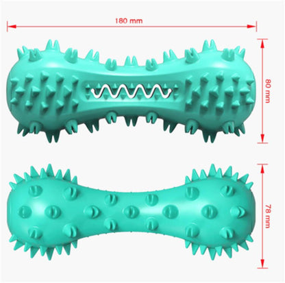 Wefulfil turquoise rubber dog chew toy for aggressive chewers with textured spikes bone shape 180 mm