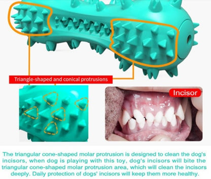 Wefulfil teal spiky rubber dog chew toy for aggressive chewers with triangular cone protrusions for teeth cleaning