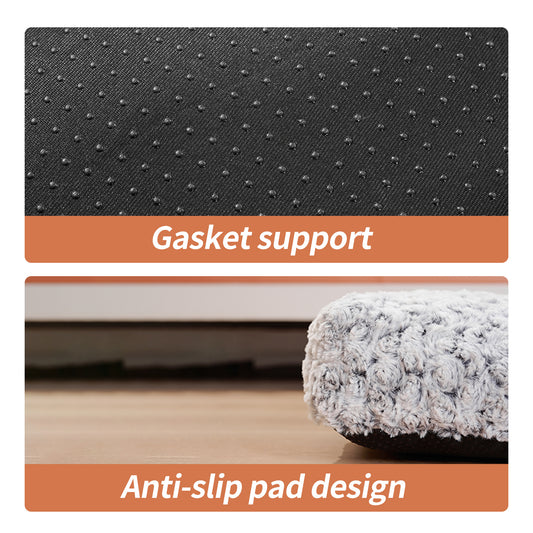 Wefulfil dog crate bed pad plush gray cover with anti slip dotted gasket support and non skid backing